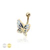 316L SURGICAL STEEL BUTTERLFY NON DANGLE BELLY BUTTON NAVEL RING 